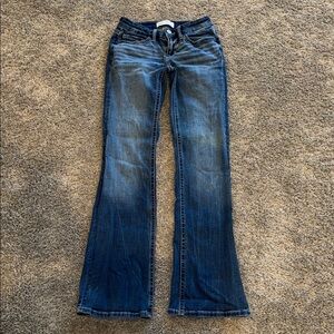 BKE Blue Boot Cut Jeans with Faded Whiskering